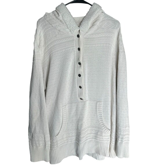 CJ Banks Womens Size 2X Snowflake 1/4 Button Sherpa Hooded‎ Fair isle Sweater - Picture 1 of 16